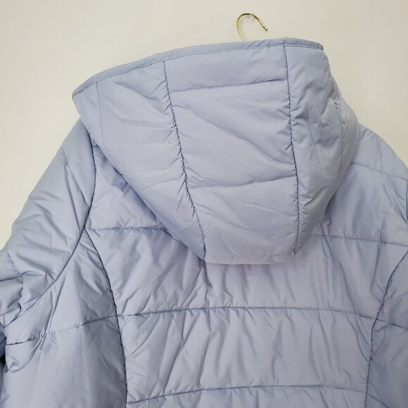 Women's Plus Size Light Hooded Puffer Jacket Lt. Blue Zip Up Pockets Spring - Picture 4 of 10